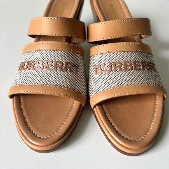 Burberry Logo Print Canvas and Leather Sandals - Picture 5 of 15